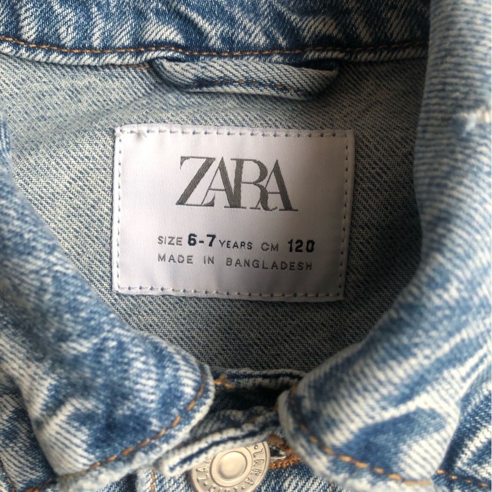 New: Zara All Cotton Denim Truckers Jacket. Size 6 / 7 - Picture 8 of 11